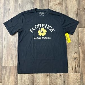 Florence Marine X Hawaii Aloha Hibiscus Cotton T-Shirt Graphic Men's Sz M Black